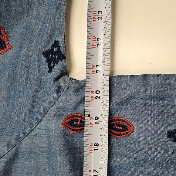 REBA Embroidered Blue & Red Women's Lightweight Denim Top *READ DESCRIPTION* - Picture 11 of 12